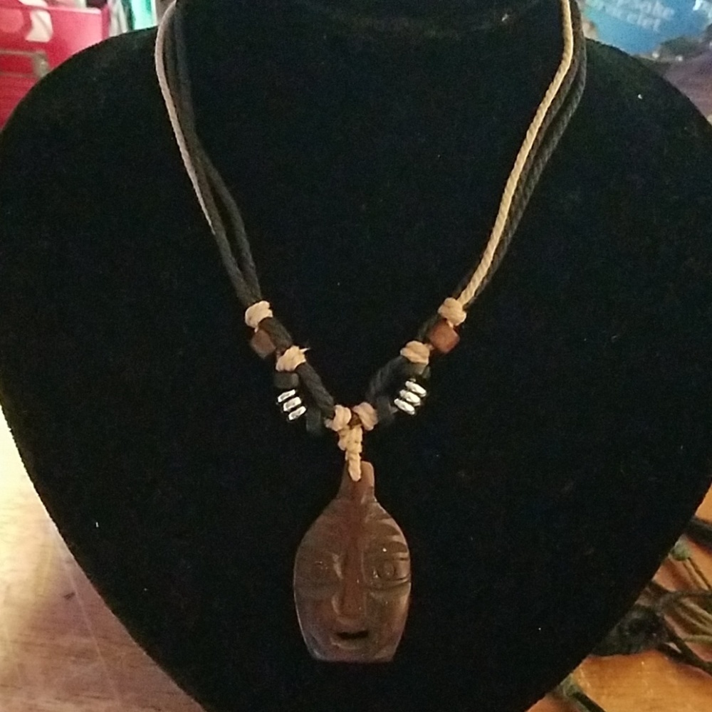 Nature Stones, Beads, & Twine Necklace 23"